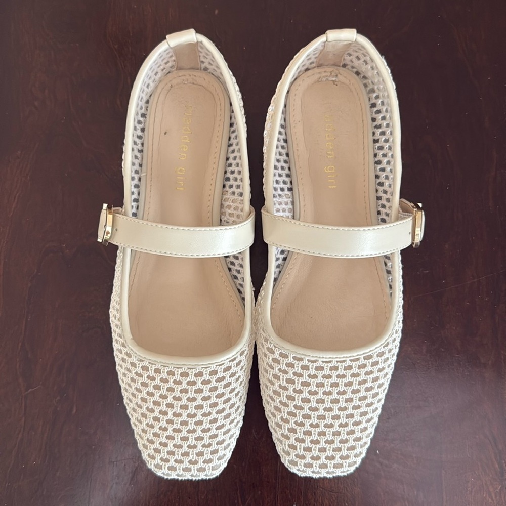 Steve Madden Square Toe Mesh Mary Jane Flats